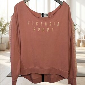 Victoria's Secret Sport Sweatshirt Cut Neck with Sparkling Logo Withered Rose